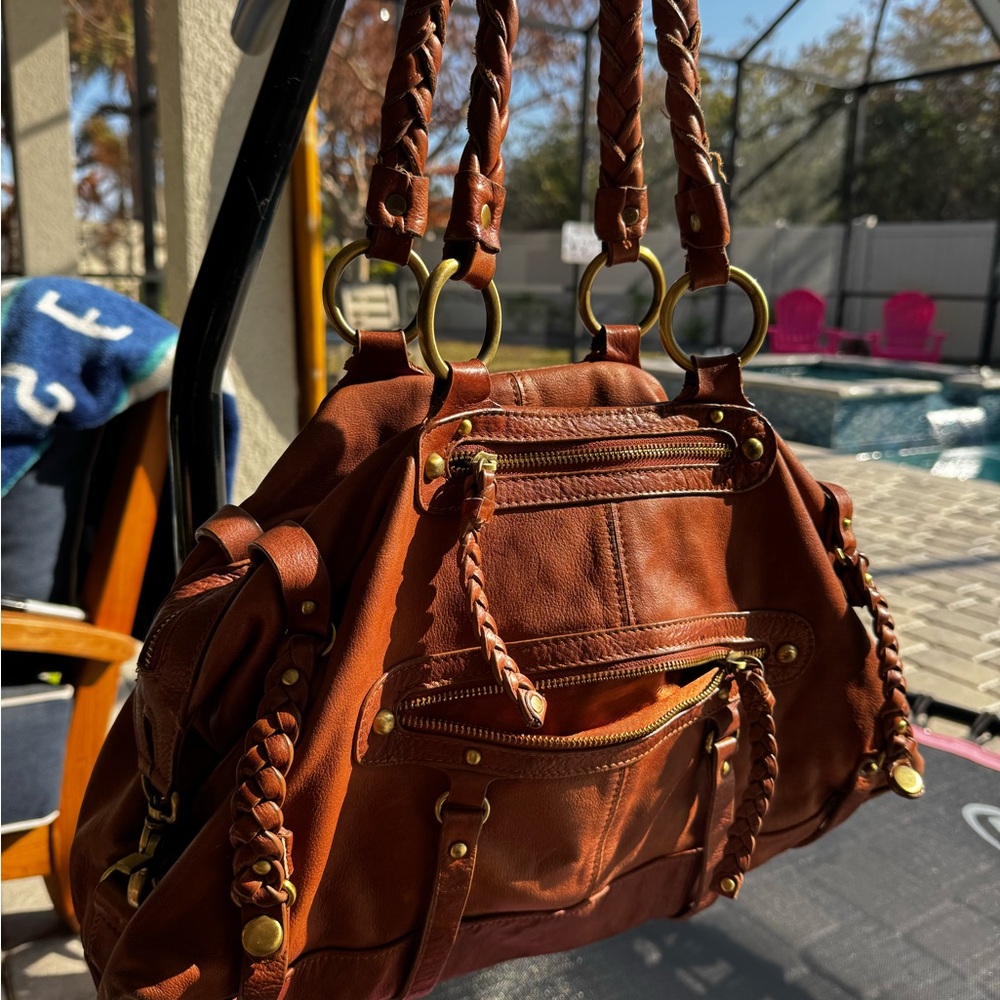 Sabina Rich Brown Leather Satchel